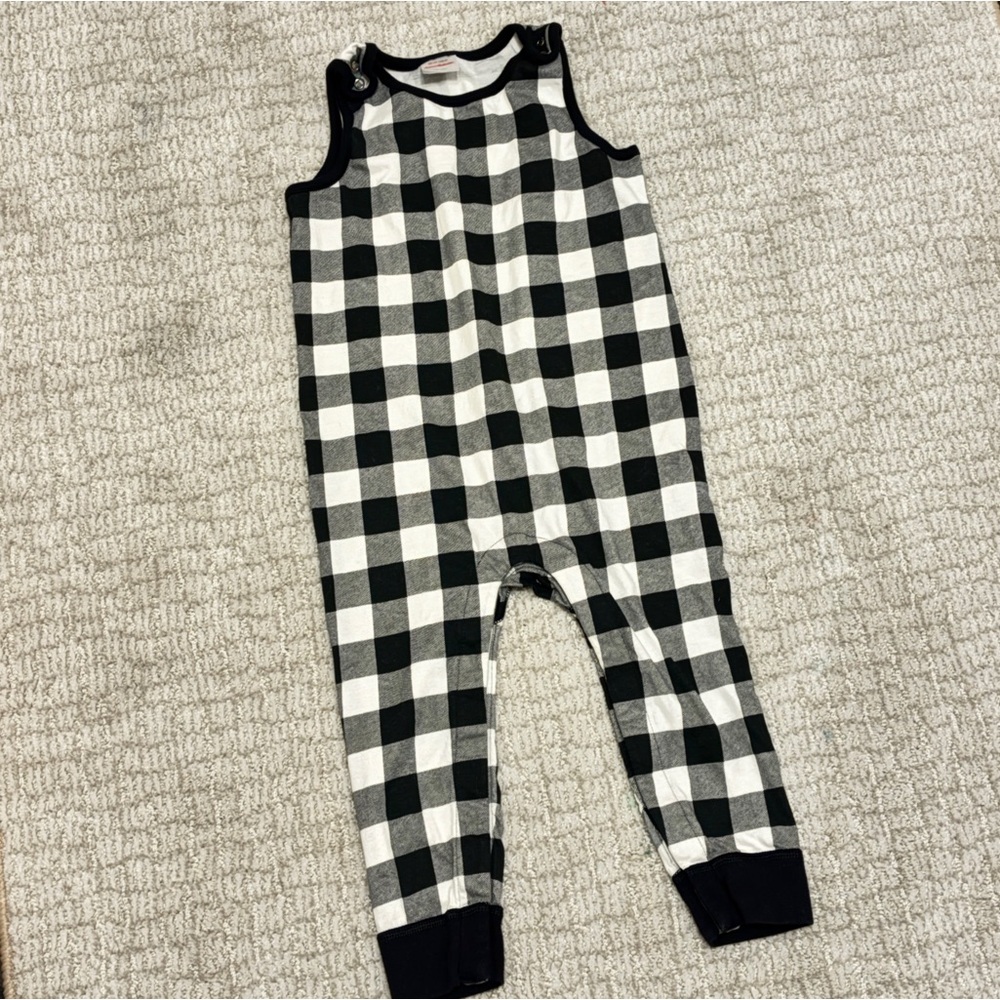 Hanna Andersson Buffalo Plaid Black & White Checkered One-piece Romper Overall